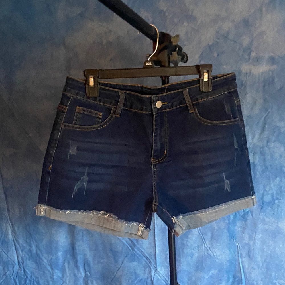 Denim Blue Women's Shorts, 2XL, 3J-129B003